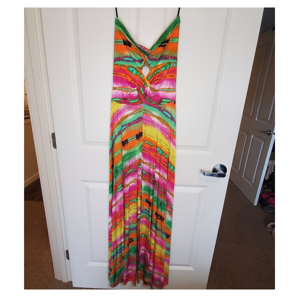 Felicity & Coco Strapless Maxi High Low Dress Size Small Color Multi